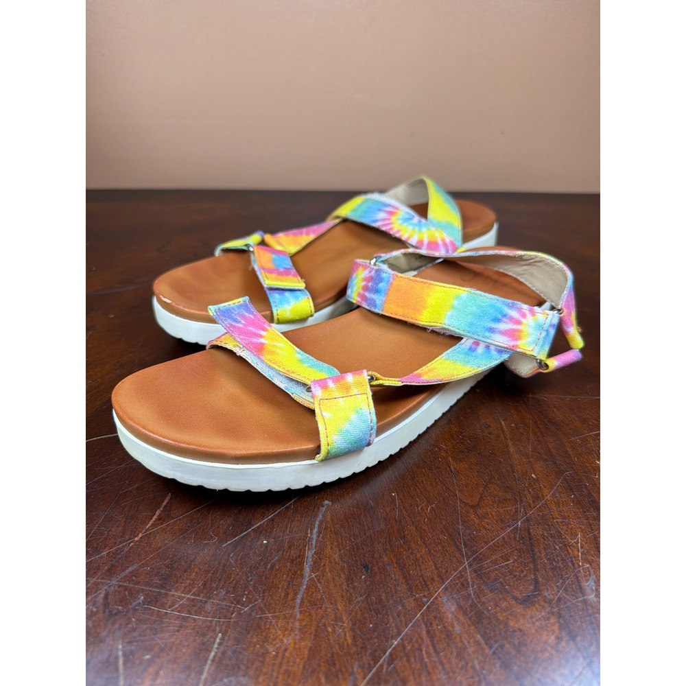 Rocket Dog Quests Tie Dye Platform Sandals Multi Color Straps Womens 10M